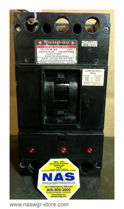 Westinghouse JA3225W Circuit Breaker ~ 225 Amp