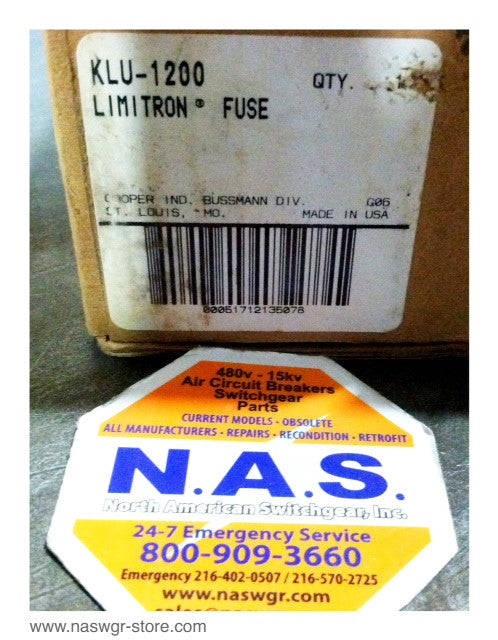 KLU-1200 , Limitron Time- Delay Current Limiting Fuse , *Unused Surplus* , Class L , PN; KLU-1200