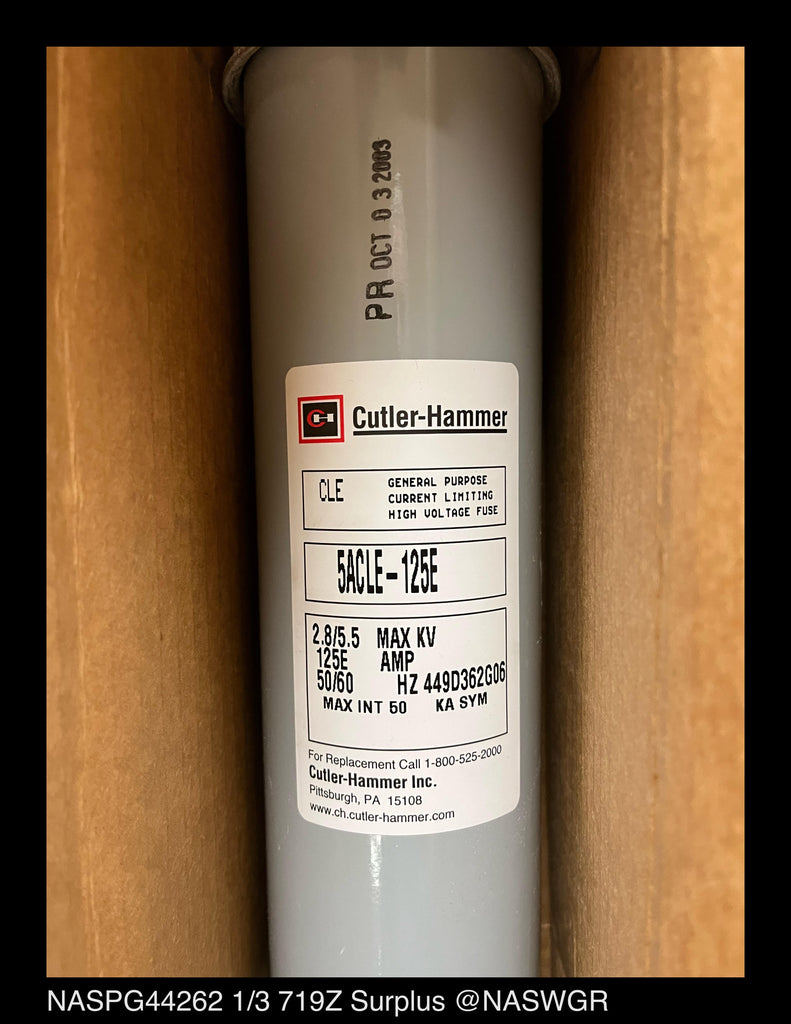 Cutler-Hammer 5ACLE-125E Current Limiting High Voltage Fuse - 125E Amp, 5.5kV - Unused