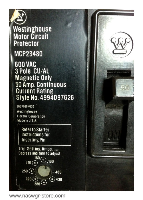 Westinghouse MCP23480 Circuit Breaker ~ 50 amp