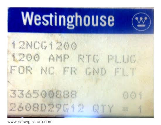 12NCG1200 ~ Westinghouse 12NCG1200 Rating Plug ~ 1200 Amps