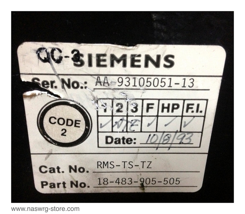 RMS-TS-TZ , Siemens Static Trip III , LS Functions , PN: 18-483-905-505 , RMS-TS-TZ