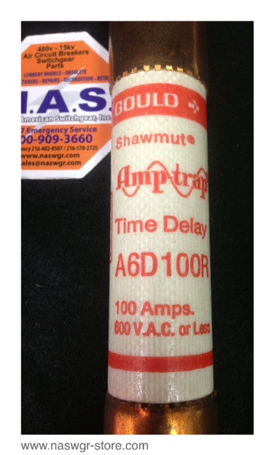 A6D100R , Shawmut Amp Trap A6D100R Time Delay Fuse , 100 Amp , 600 VAC , PN: A6D100R