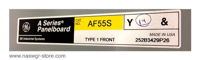 AQF3422SBX , AB55B , GE AQF3422SBX A Series Panelboard , NEMA 1 Enclosure , Box: AB55B , NO: AXB7T6 , 225 Amp , 208Y/120 Volts , 3 Phase, 4 Wire , PN: AQF3422SBX