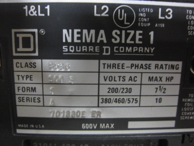 Square D Model 4 Size 1 Fusible 60 amp Combination MCC Bucket 12"