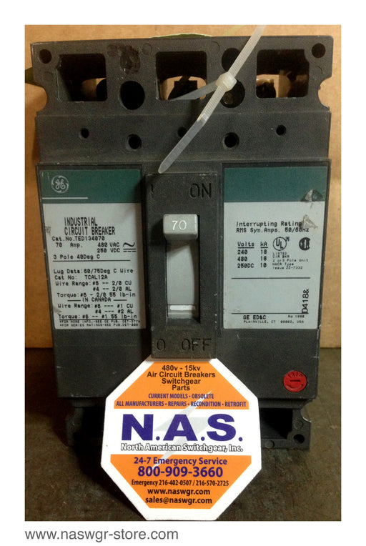 GE TED134070 Circuit Breaker ~ 70 Amps