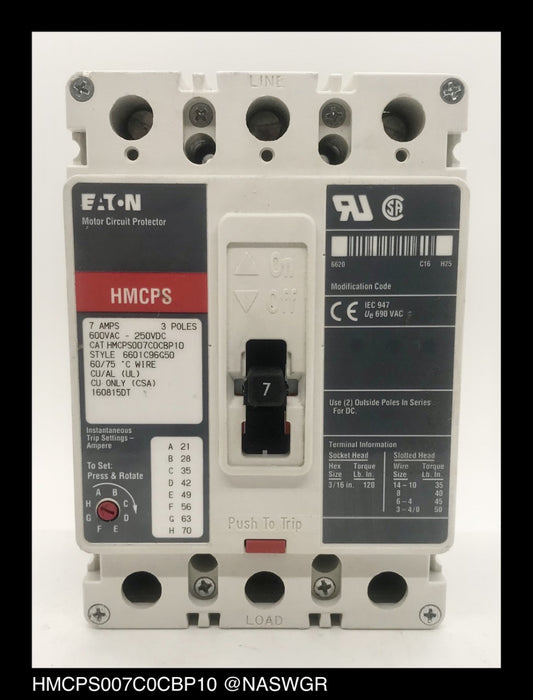 Eaton HMCPS007C0CBP10 Motor Circuit Protector ~ 7 Amp