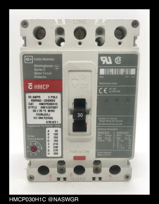 Cutler Hammer HMCP030H1C Motor Circuit Protector ~ 30 Amp