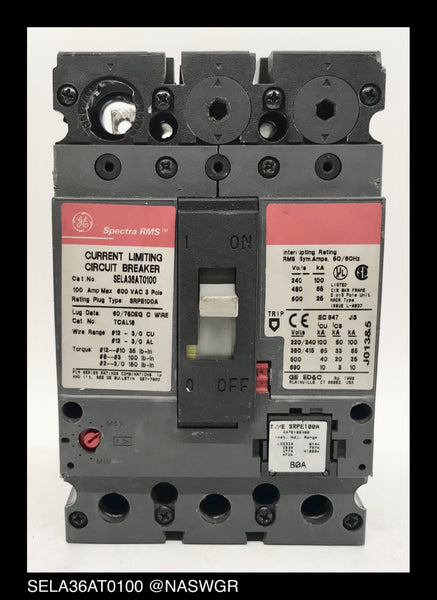 GE Spectra RMS SELA36AT0100 Circuit Breaker ~ 80 Amp — North