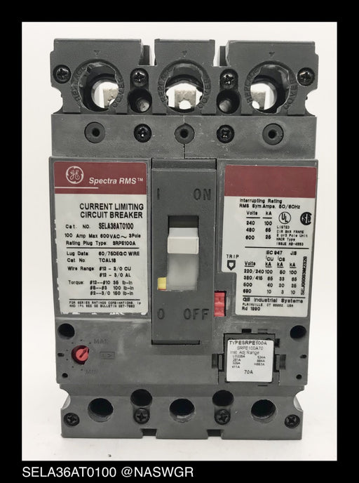 GE Spectra RMS SELA36AT0100 Circuit Breaker ~ 70 Amp