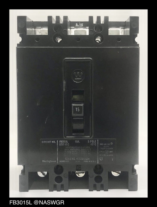 Westinghouse FB3015L Molded Case Circuit Breaker ~ 15 Amp
