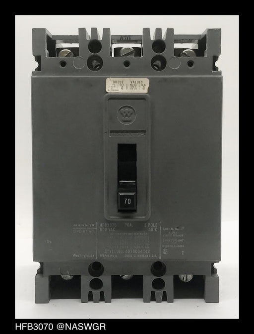 Westinghouse HFB3070 Molded Case Circuit Breaker ~ 70 Amp