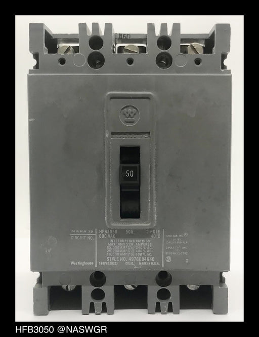 Westinghouse HFB3050 Molded Case Circuit Breaker ~ 50 Amp