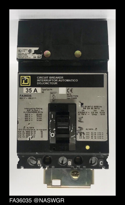Square D FA36035 Molded Case Circuit Breaker ~ 35 Amp