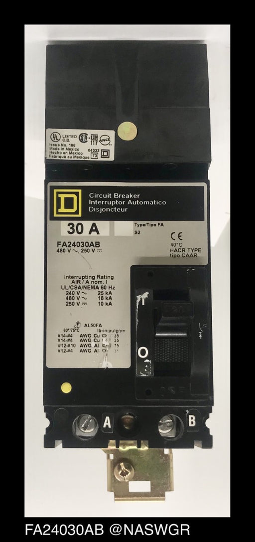 Square D FA24030AB Molded Case Circuit Breaker ~ 30 Amp