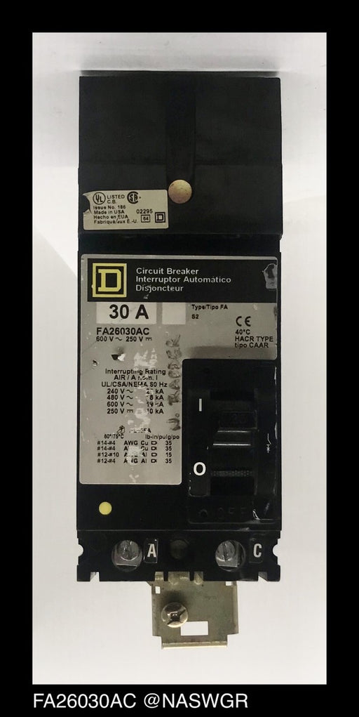 Square D FA26030AC Molded Case Circuit Breaker ~ 30 Amp