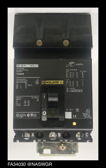 Square D FA34030 Molded Case Circuit Breaker ~ 30 Amp