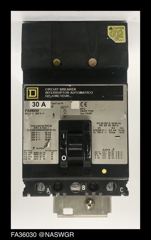 Square D FA36030 Molded Case Circuit Breaker ~ 30 Amp