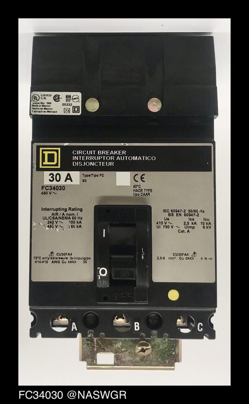 Square D FC34030 Molded Case Circuit Breaker ~ 30 Amp