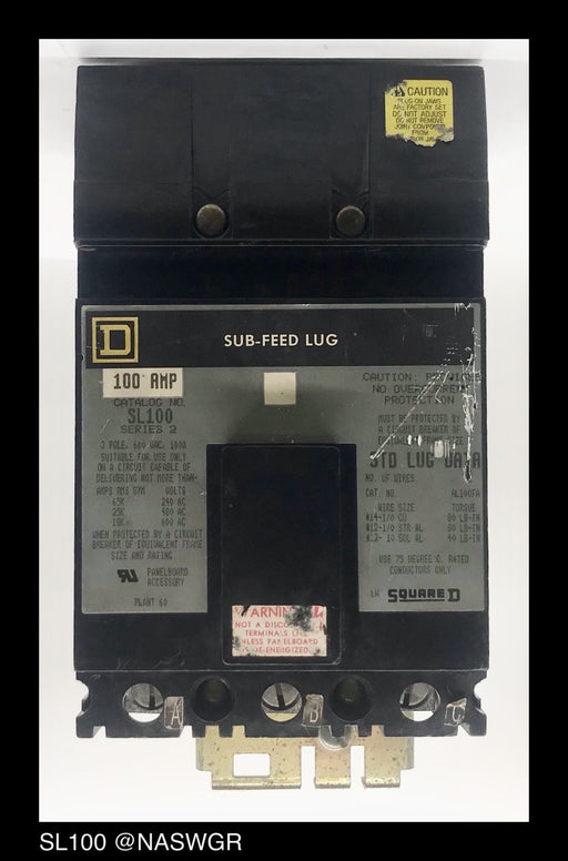 Square D SL100 Molded Case Sub-Feed Lug ~ 100 Amp