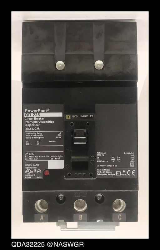 Square D QDA32225 Molded Case Circuit Breaker ~ 225 Amp