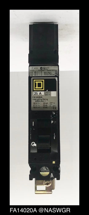 Square D FA14020A Molded Case Circuit Breaker ~ 20 Amp