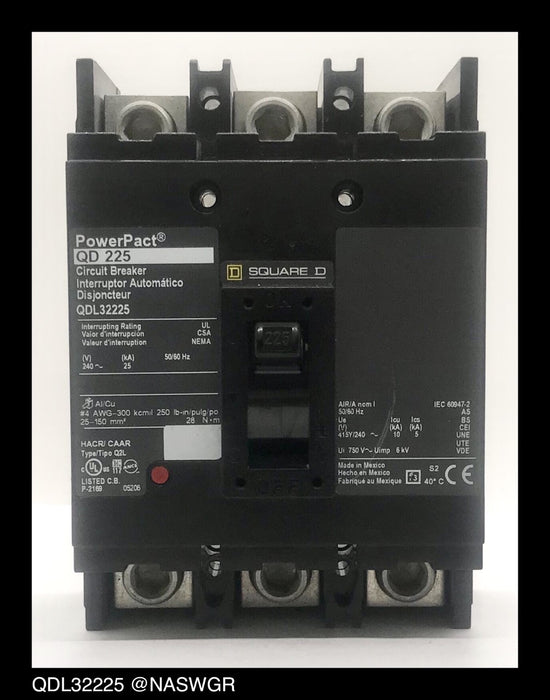 Square D QDL32225 Molded Case Circuit Breaker ~ 225 Amp