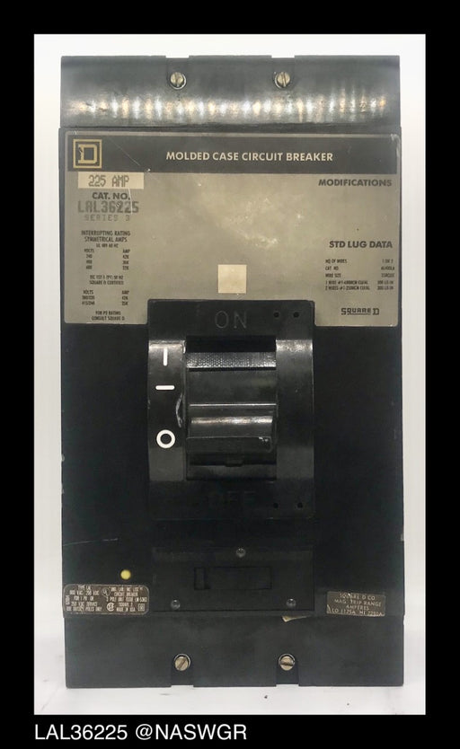 Square D LAL36225 Molded Case Circuit Breaker ~ 225 Amp