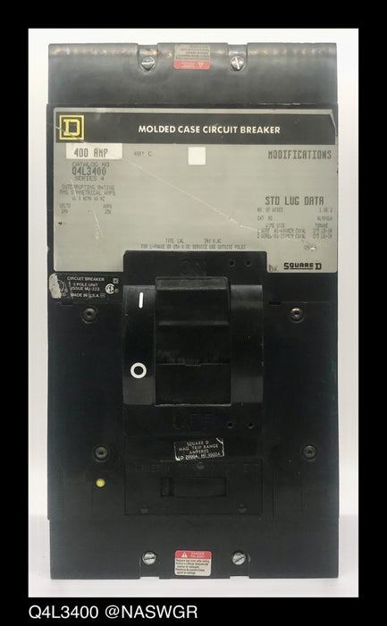 Square D Q4L3400 Molded Case Circuit Breaker ~ 400 Amp
