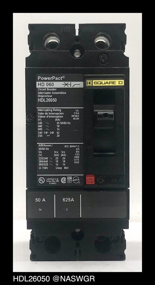 Square D HDL26050 Molded Case Circuit Breaker ~ 50 Amp