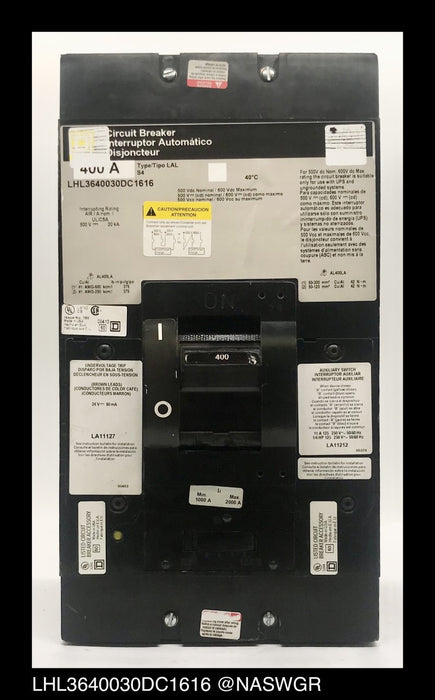 Square D LHL3640030DC1616 Molded Case Circuit Breaker - 400 Amp