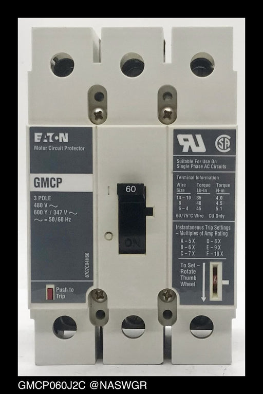 Eaton GMCP060J2C Motor Circuit Protector ~ 60 Amp - Unused Surplus