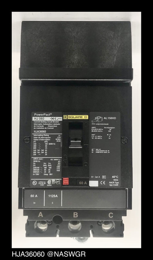 Square D HJA36060 Molded Case Circuit Breaker ~ 60 Amp