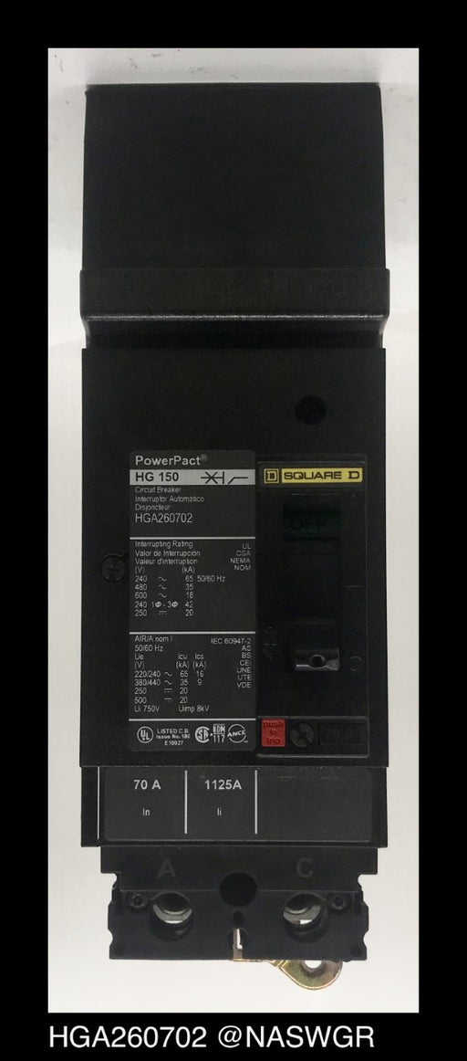 Square D HGA260702 Molded Case Circuit Breaker ~ 70 Amp
