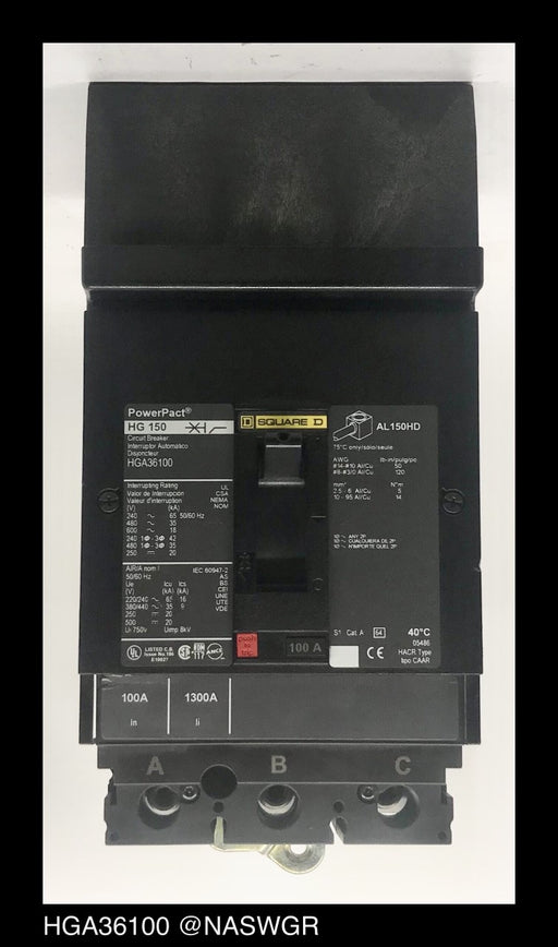 Square D HGA36100 Molded Case Circuit Breaker ~ 100 Amp