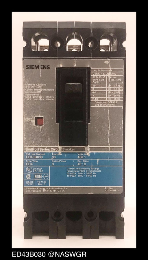 Siemens ED43B030 Molded Case Circuit Breaker - 30 Amp