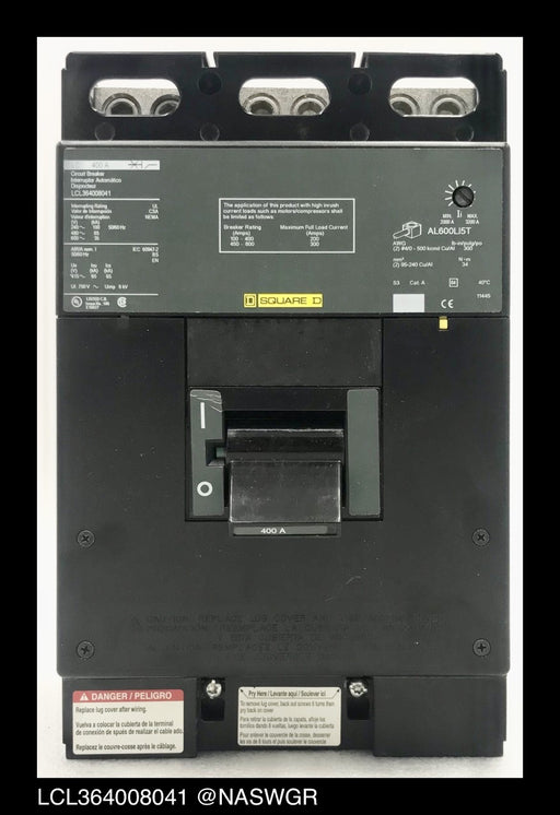 Square D LCL364008041 Molded Case Circuit Breaker ~ 400 Amp - Unused Surplus