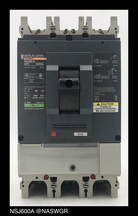 Merlin Gerin NSJ600A Switch w/ 48vDC Shunt Trip ~ 600 Amp