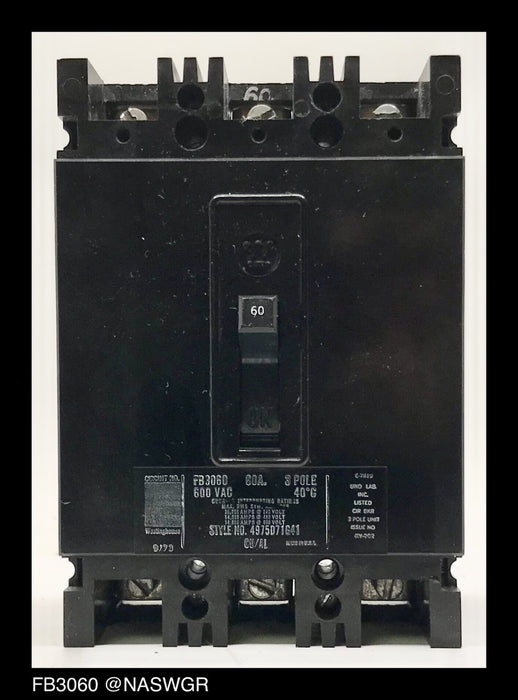Westinghouse FB3060 Molded Case Circuit Breaker ~ 60 Amp