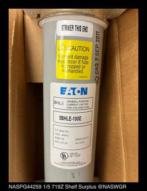 Eaton 5BHLE-100E Current Limiting High Voltage Fuse - 100E Amp, 5.5kV - Unused