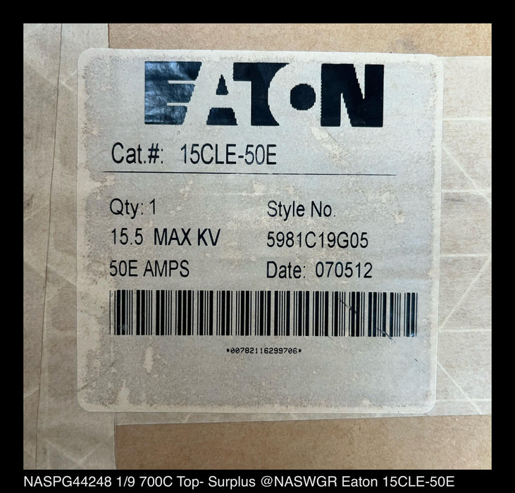 Eaton 15CLE-50E Current Limiting High Voltage Fuse - 50 Amp, 15.5kV - Unused