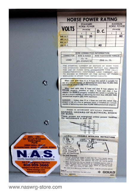 ITE / Gould V7E2204LR Vacu- Break Switch ~ 200 Amp