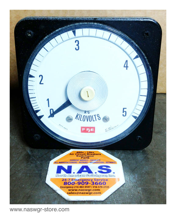VAPYVJ , Crompton Instruments A-C Kilovolts Meter , 077-080 , PT 35/1 , Type: 077-08 , Range: 143V , Scale 0-5KV , PN: VAPTVJ
