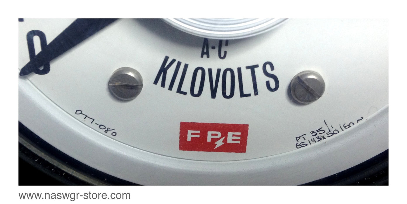 VAPYVJ , Crompton Instruments A-C Kilovolts Meter , 077-080 , PT 35/1 , Type: 077-08 , Range: 143V , Scale 0-5KV , PN: VAPTVJ